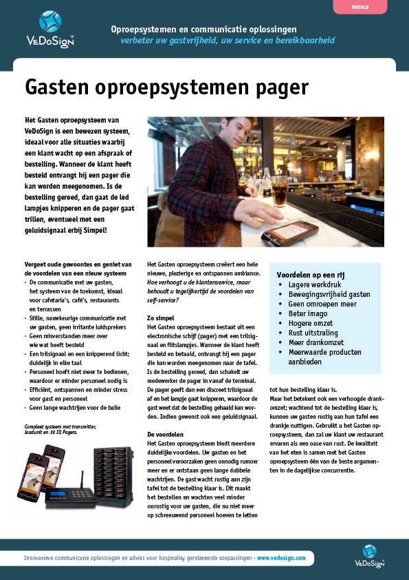 Brochure Gasten Oproepsysteem Pager