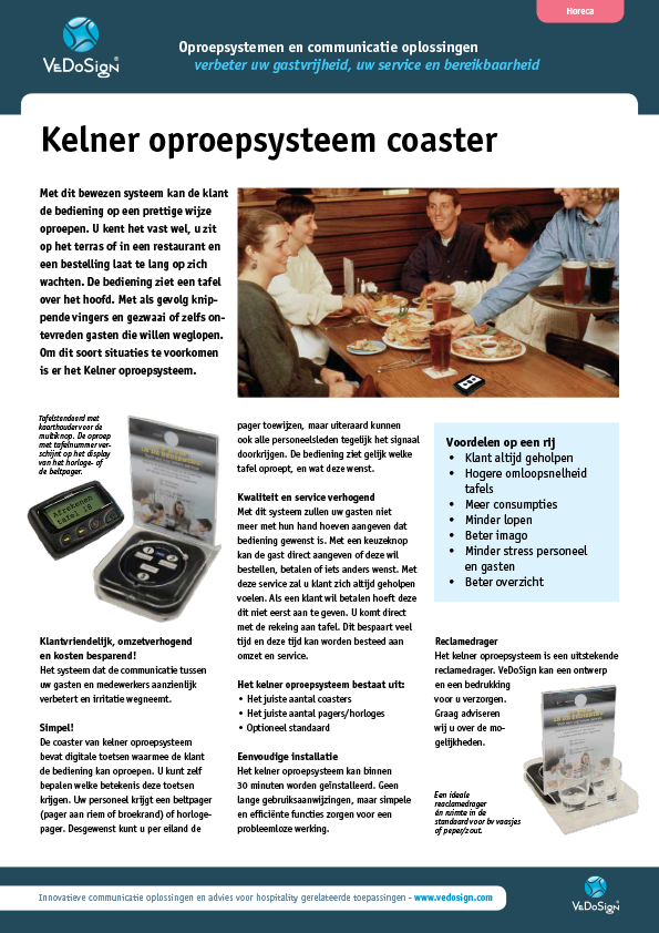 Brochure Kelner Oproepsysteem Coaster