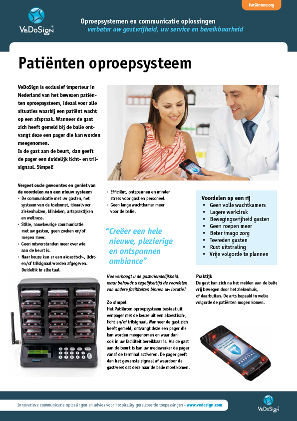 Brochure Patiënten Oproepsysteem