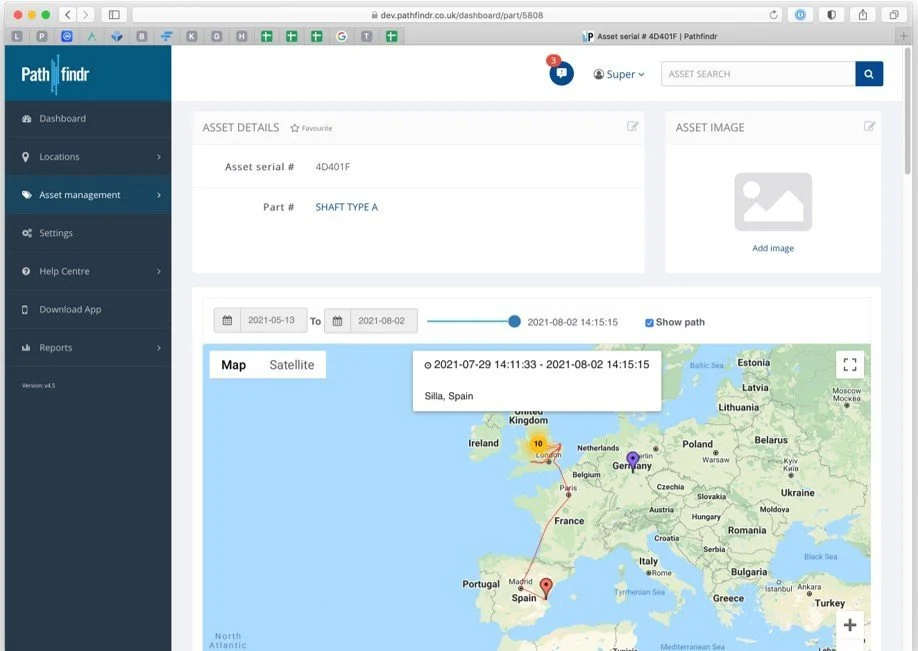 Global Asset Tracking Locatie Historie