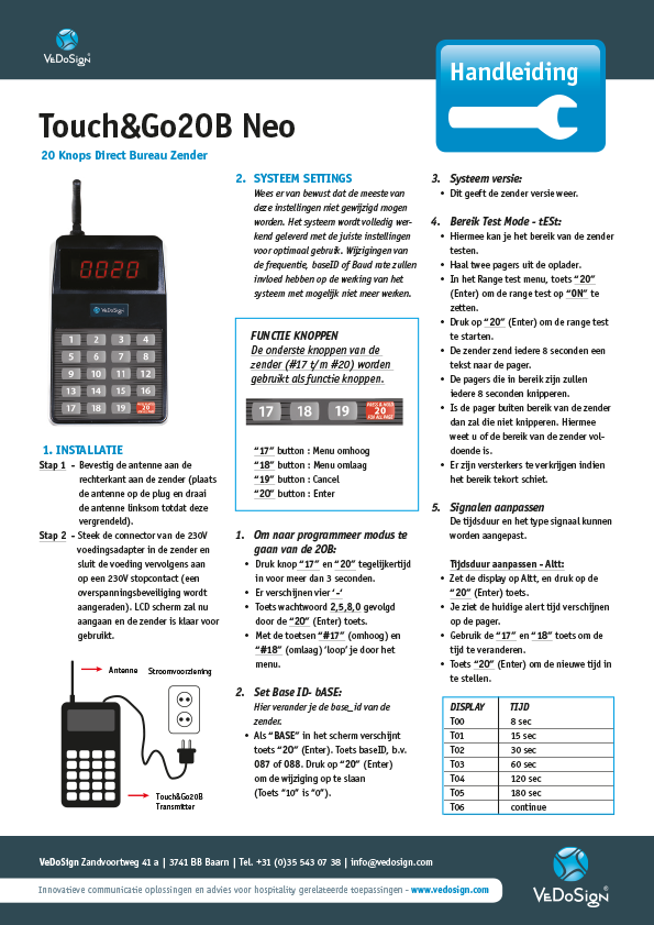 Handleiding Touch&Go20B Neo NL