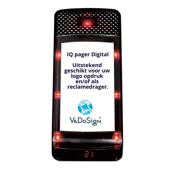 IQ Pager Digitaal gasten-oproep-buzzer met eigen logo sponsoring