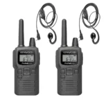 Set met twee Kenwood PKT 300 Portofoon Compact Vergunningsvrij Met C Oortje K1 TWEE