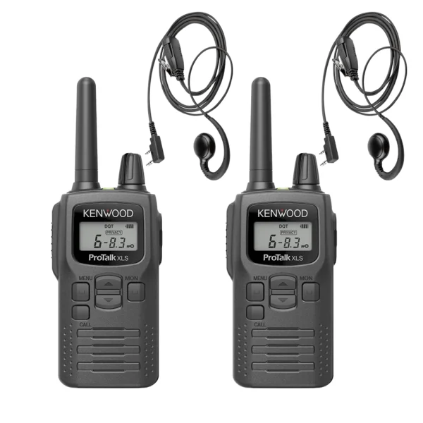 Set met twee Kenwood PKT 300 Portofoon Compact Vergunningsvrij Met C Oortje K1 TWEE