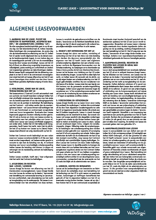 Lease Voorwaarden VeDoSIgn BV