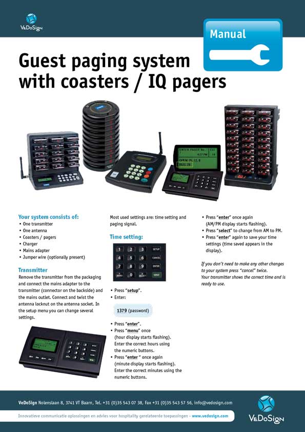 Manual Paging System With Coasters Iq Pagers