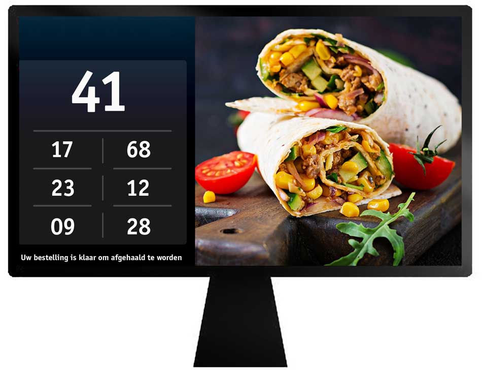 Ticket Afroepsysteem Beeldscherm Melding Wachtrij Food